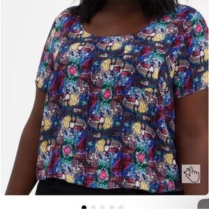 NWT Torrid Disney Beauty and the Beast Stained Glass Print Blouse Sz 2X Sold Out